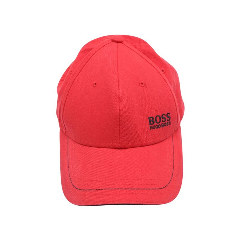 Boss Logo Cap in Red Cotton